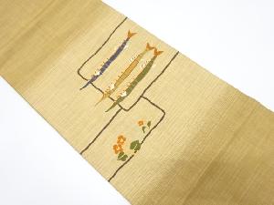 魚に花模様織出し袋帯